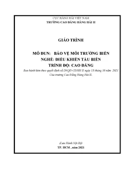 Giáo Trình Bảo Vệ Môi Trường Biển - Trường Cao Đẳng Hàng 