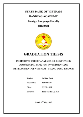 Phân Tích Tín Dụng Doanh Nghiệp Tại Ngân Hàng Thương Mại