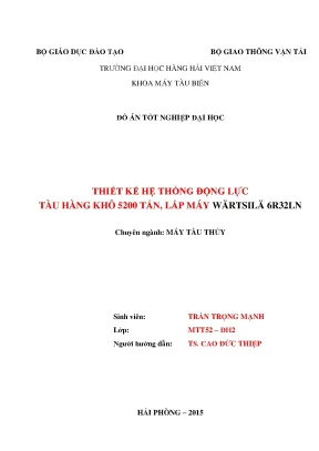 Thiết Kế Hệ Thống Động Lực Tàu Hàng 5200 Tấn với Máy