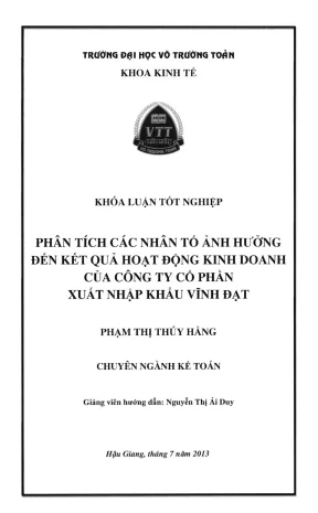 Phân Tích Các Nhân Tố Ảnh Hưởng Đến Kết Quả Hoạt Động