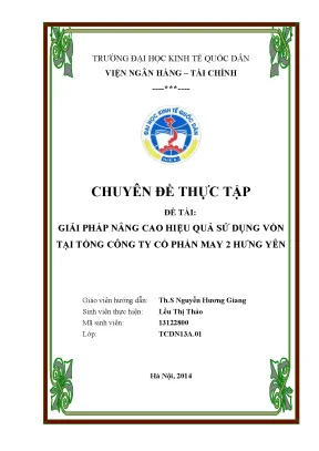 Giải Pháp Nâng Cao Hiệu Quả Sử Dụng Vốn Tại Công Ty Cổ