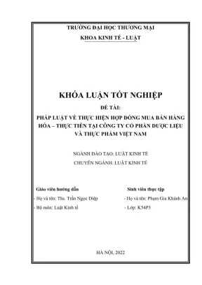 Pháp Luật Về Thực Hiện Hợp Đồng Mua Bán Hàng Hóa Tại
