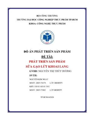 Phát Triển Sản Phẩm Sữa Gạo Lứt Khoai Lang Tại Trường