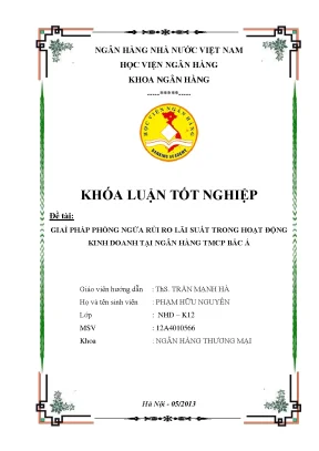 Giải Pháp Phòng Ngừa Rủi Ro Lãi Suất Tại Ngân Hàng TMCP 
