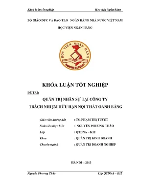 Quản Trị Nhân Sự Tại Công Ty TNHH Nội Thất Oanh Bằng