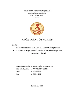 Giải pháp hiệu quả phòng ngừa và xử lý nợ xấu tại ngân