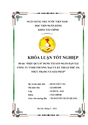 Hiệu Quả Sử Dụng Tài Sản Ngắn Hạn Tại Công Ty TNHH