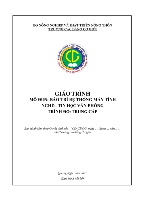 Giáo Trình Bảo Trì Hệ Thống Máy Tính cho Sinh Viên Cao Đẳng