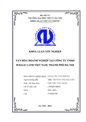 Khóa Luận Tốt Nghiệp Về Văn Hóa Doanh Nghiệp Tại Công Ty