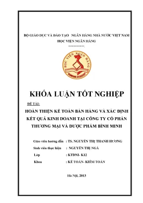 Hoàn thiện kế toán bán hàng và xác định kết quả kinh