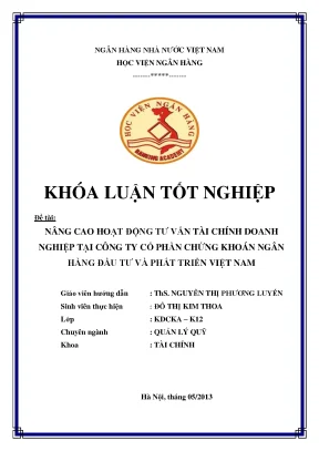 Nâng Cao Hoạt Động Tư Vấn Tài Chính Doanh Nghiệp Tại BSC