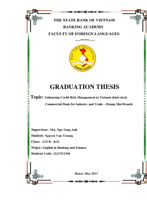 Nâng cao Quản lý Rủi ro Tín dụng tại Ngân hàng Thương