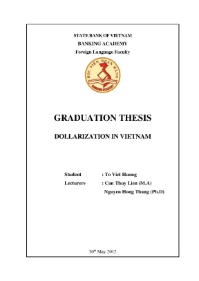 Phân Tích Tình Hình Dollarization Tại Việt Nam: Nguyên 