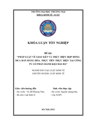 Pháp Luật Về Giao Kết Và Thực Hiện Hợp Đồng Mua Bán Hàng