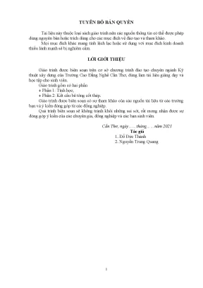 Giáo Trình Kỹ Thuật Xây Dựng: Tĩnh Học và Kết Cấu Bê 