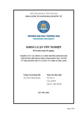 Nghiên Cứu Tác Động Môi Trường Kinh Doanh Đến Nhập Khẩu