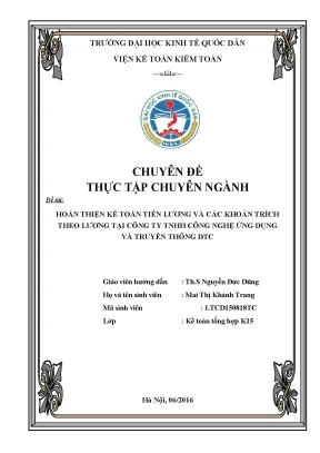 Hoàn thiện kế toán tiền lương tại Công ty TNHH Công nghệ 