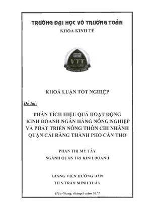 Phân Tích Hiệu Quả Kinh Doanh Ngân Hàng Nông Nghiệp Tại