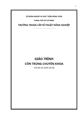 Giáo Trình Côn Trùng Chuyên Khoa: Hướng Dẫn Chi Tiết Về 