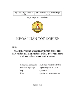 Giải Pháp Nâng Cao Hoạt Động Tiêu Thụ Sản Phẩm Tại Chi