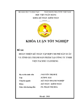 Hoàn Thiện Kế Toán Chi Phí Sản Xuất Tại Công Ty TNHH