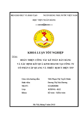 Hoàn Thiện Công Tác Kế Toán Bán Hàng Tại Công Ty Cổ Phần