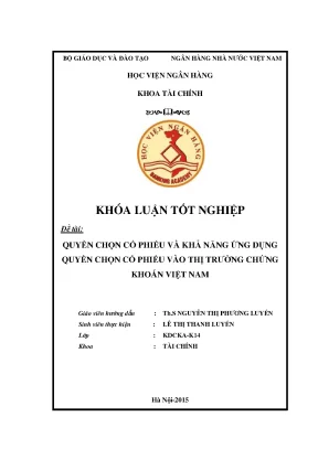 Ứng Dụng Quyền Chọn Cổ Phiếu Trong Thị Trường Chứng