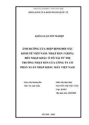 Ảnh Hưởng Của Hiệp Định VJEPA Đến Nhập Khẩu Ô Tô Tải Từ