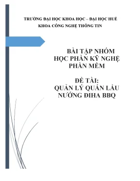 Quản Lý Quán Lẩu Nướng ĐIHA BBQ: Dự Án Kỹ Nghệ Phần Mềm