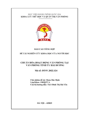 Chuẩn Hóa Hoạt Động Văn Phòng Tại Tỉnh Ủy Hải Dương