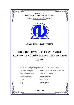 Khóa Luận Tốt Nghiệp Về Văn Hóa Doanh Nghiệp Tại Công Ty