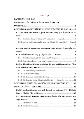 Nâng Cao Hiệu Quả Sử Dụng Vốn Tại Công Ty Cổ Phần Cầu 14