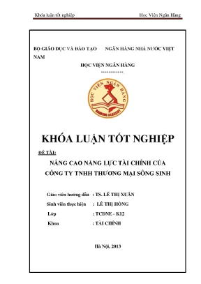 Nâng Cao Năng Lực Tài Chính Của Công Ty TNHH Thương Mại
