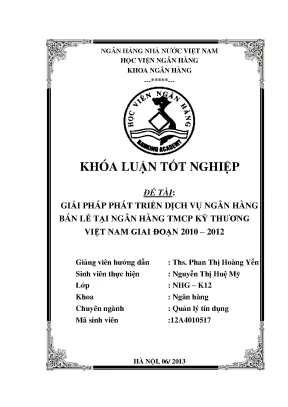Giải Pháp Phát Triển Dịch Vụ Ngân Hàng Bán Lẻ Tại 