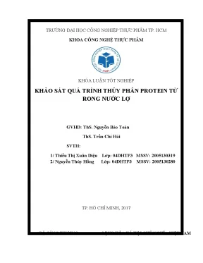 Khảo Sát Quá Trình Thủy Phân Protein Từ Rong Nước Lợ