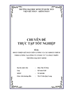 Hoàn thiện kế toán tiền lương tại Công ty CP Đầu tư và