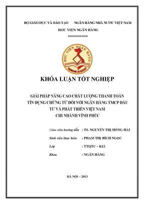 Giải Pháp Nâng Cao Chất Lượng Thanh Toán Tín Dụng Chứng