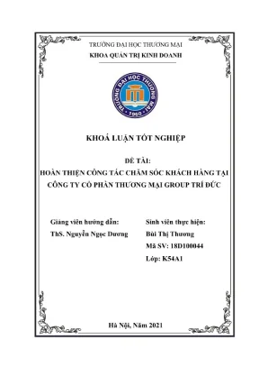 Khóa luận: Giải pháp hoàn thiện chăm sóc khách hàng