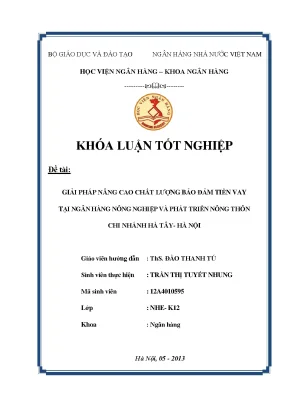 Nâng cao chất lượng bảo đảm tiền vay tại ngân hàng nông