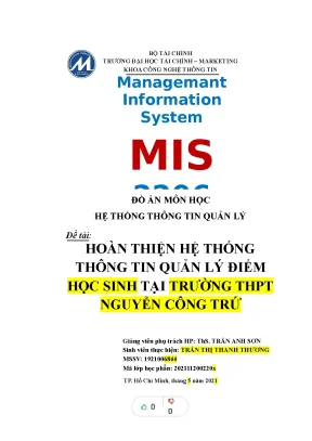 Đồ án Quản lý điểm học sinh THPT Nguyễn Công Trứ