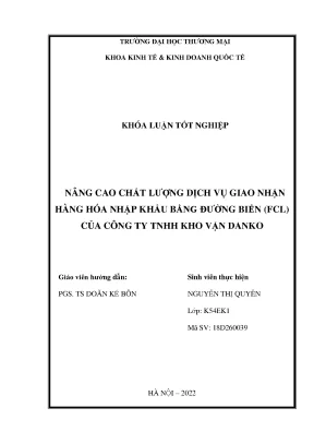 Nâng Cao Chất Lượng Dịch Vụ Giao Nhận Hàng Hóa Nhập Khẩu