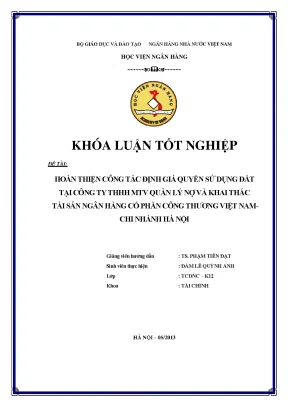 Hoàn thiện công tác định giá quyền sử dụng đất tại