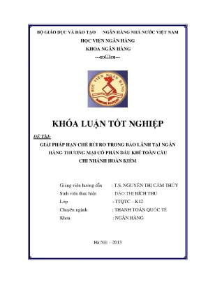 Giải Pháp Hạn Chế Rủi Ro Trong Bảo Lãnh Ngân Hàng Thương Mại