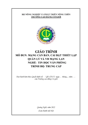Giáo Trình Mạng Căn Bản và Quản Lý Mạng LAN cho Sinh 