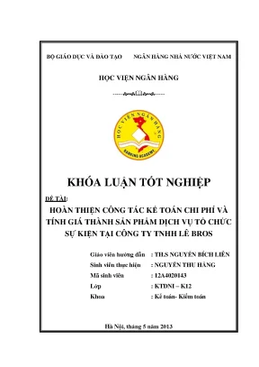 Hoàn thiện kế toán chi phí và tính giá thành sản phẩm