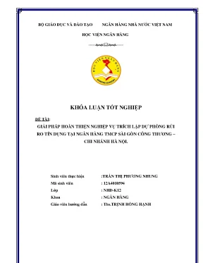 Giải Pháp Hoàn Thiện Nghiệp Vụ Trích Lập Dự Phòng Rủi Ro