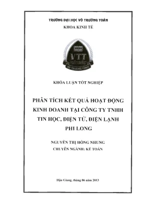 Phân Tích Kết Quả Hoạt Động Kinh Doanh Tại Công Ty TNHH