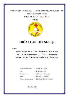Hoàn thiện kế toán bán hàng và xác định kết quả kinh