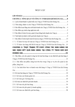 Tổ Chức Kế Toán Bán Hàng Tại Công Ty TNHH Kim Khí Hoàng Gia