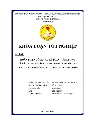 Hoàn thiện công tác kế toán tiền lương tại Công ty TNHH